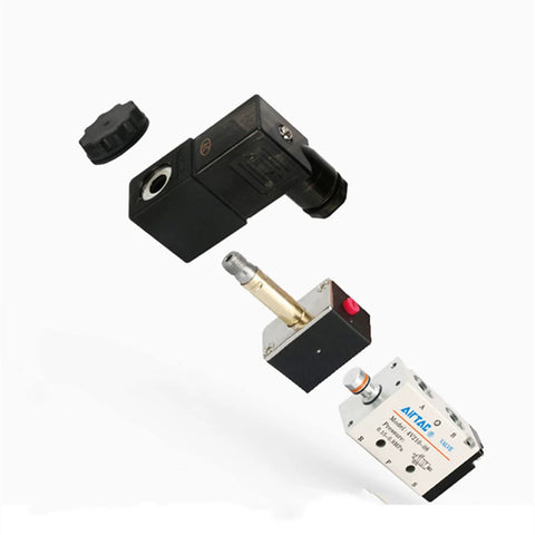 Exploded view of 4V210-08 Quarter Inch PT Pneumatic Solenoid Valve Pilot Operated 2 Position 5 Way Aluminum Alloy Body DC24V