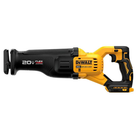 Heavy Duty Cordless Reciprocating Saw With Flexvolt Power And One Point One Two Inch Strokes For Fast Demolition Jobs Totally No Sweat Quick Blade Swaps Tool Only, side view.
