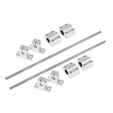High Precision 16mm Optical Axis Linear Guide Rail Kit With Two Super Smooth Shafts And Four Scs16uu Bearing Blocks Plus Sk16 Support Seats For Top Notch Cnc Machines And 3D Printers, shown with 2 shafts and 4 blocks