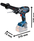 18V Cordless Combi Drill with 150 Nm Torque Brushless Motor Pro Grade Power Tool side view showing size and design