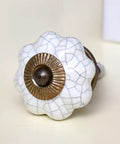 100 Pack Crackle Pumpkin Ceramic Cabinet Knobs White Drawer Pulls Decorative Kitchen Dresser Handles Rust Proof Durable Build No Sweat Install Brings Fresh Home Vibes Daily with antique gold center.