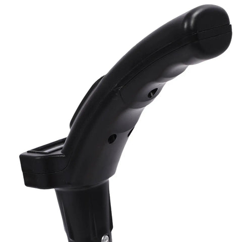 Close-up of the ergonomic handle of the Keenso Digital Measuring Wheel 9999.9M Telescopic Design, featuring a textured grip.