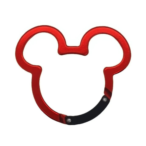 Ultra Lightweight Aluminum Carabiner Clips Set Red And Black For Keychains And Gear, Durable Snap Hooks With Mickey Mouse Design