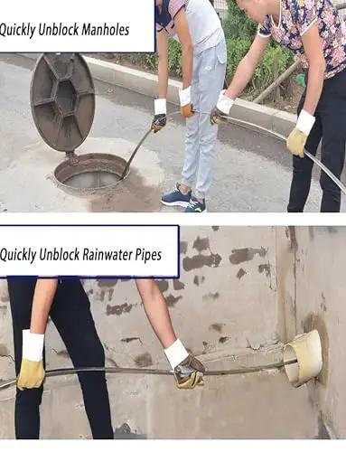 Heavy Duty Manganese Steel Sewer Snake Drain Rooter With Comfort Grip Handle Clears Stubborn Clogs And Gunk Like A Champ For Real Pros And Weekend Crews used to unblock manholes and rainwater pipes.