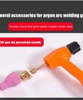 Premium Alumina Ceramic Argon TIG Welding Torch Nozzles for QQ150 QQ350 QQ500 8X73MM with pink porcelain tip and orange handle.