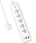 2 Prong To 3 Prong Outlet Adapter Power Strip With 5 Outlets And 3 USB Ports, 5ft Cord, Polarized Plug, Wall Mountable, 1680J Surge Protector.