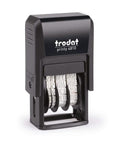 Bulletproof Self Inking Date Stamp Featuring Precise Day And Full Word Month Configuration in black, compact size for secure paperwork authentication.