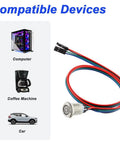 12mm Chassis Power Button Kit With LED Metal Button Cable For PC Case ATX On Off Switch Extension Cord Red DIY PC Build Easy Install Includes 1 To 2 Splitters with compatible devices.