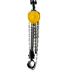 Straight Up Heavy Duty Manual Chain Hoist With 20 Ton Capacity Industrial Rigging Kit featuring a yellow pulley block and lifting sling hooks.