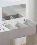 Lid Stay Torsion Soft Close Hinges For Vanity Desk And Lift Up Cabinets With Free Stop Functionality Concealed Hinges For Flip Top Mirrors Opens 105 Degrees Adjustable Load Capacity Built In Spring Zinc Alloy Slow Closing Doors And Lids installed on vanity desk with open mirror top view
