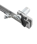 Close-up of Adjustable Telescopic Linear Actuator Motor With Integrated Speed Controller And 24 Volt Power Supply, aluminum and steel parts.