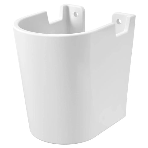 Side view of Essence Wall Mount Shroud for modern bathroom sinks, smooth gloss finish, fits 39668000 and 39669000, Alpine White