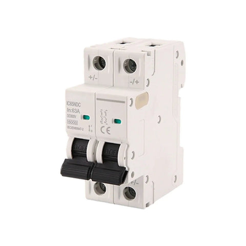 Heavy Duty 2P DC Mini Circuit Breaker Rated 600V With Amp Options 16A To 63A For Solar PV Systems in compact design for safe operation.