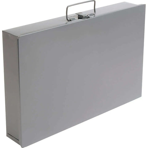 Durable Steel Compartment Box Rack With Four Adjustable Divider Boxes And Large Slide Shelf, side view