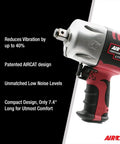 No-Bull Heavy-Duty Pneumatic Impact Wrench Pushing 1450 Foot Pounds Killer Torque And Vibrotherm Low-Vibration Composite Build for tough job site grinds, showcasing compact air tool design.