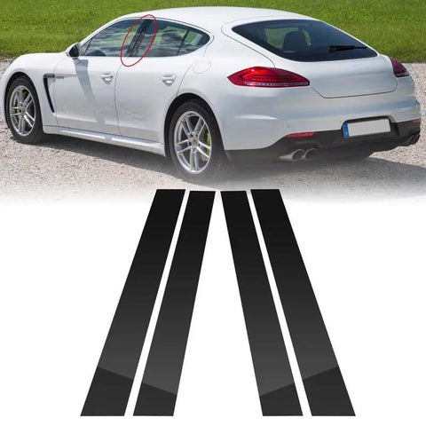 Panamera Pillar Post Trim Kit For 2010-2016 Porsche Glossy Black Door Window B Pillar Covers Made From Tough PC Material For Scratch Protection