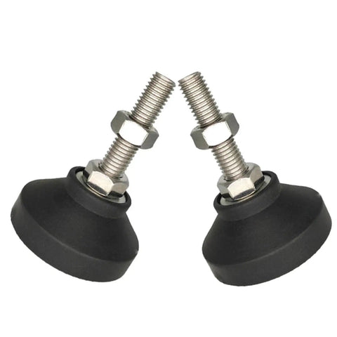 Adjustable Threaded Leveling Feet With Swivel Base For Cabinets, Tables, And Chairs, rust-resistant, close-up view.