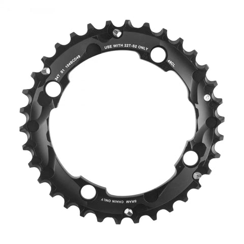 Beefed-Up 34 Tooth Outer Chainring For 10 Speed Drivetrains 104mm BCD Aluminum 7075-T6 With Medium Overshift Pin Threaded Tab Mount Use With 22T Sprocket