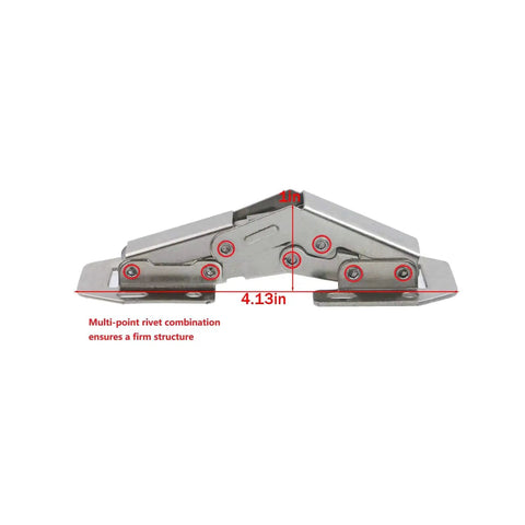 Side view of 4 Inch Hidden Cabinet Hinges Kit 6 Pack For Frameless Doors 90 Degree Concealed Surface Mount Kitchen Cupboard Hinges With Screws Brushed Stainless Steel Durable Mounting And Easy Install.