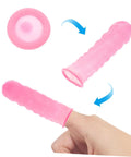 No Sweat Finger Shields Durable Anti Static Pink Latex Covers For Joint Relief And Cracked Skin Repair on fingers.