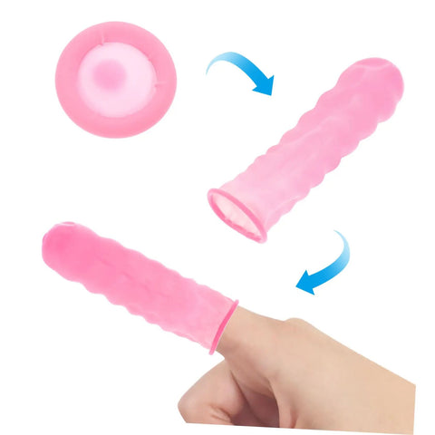 No Sweat Finger Shields Durable Anti Static Pink Latex Covers For Joint Relief And Cracked Skin Repair on fingers.