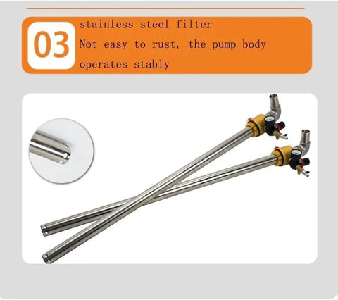 Heavy Duty Stainless Steel Pneumatic Drum Transfer Pump With Gauge And Safety Valve, High Volume Air Operated Oil Transfer Pump For Diesel Fuel Hydraulic Fluid Engine Lubricant And Industrial Fluids Fast And Reliable