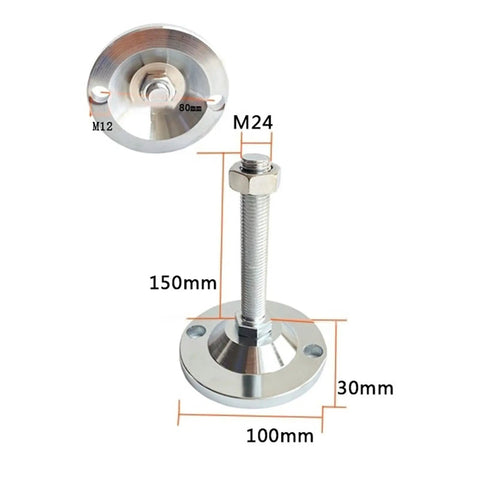 4 Pack Adjustable Furniture Feet For Machinery Leveling With Swivel Levelers Heavy Duty Carbon Steel Anti Corrosion Capable Of Load Up To 3 To 3.5 Tons Easy To Install And Adjust For Tables Chairs Shelves Workbenches And Industrial Equipment. M24 M12 150mm leveling foot