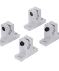Four aluminum pillow blocks from the 400 Millimeter T8 Lead Screw Kit With Optical Axes for 3D printers