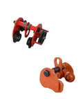 No Fuss Heavy Lifter Hand Chain Hoist With Integrated Monorail Trolley For Standard I Beam structures, red and orange rolling trolley components.