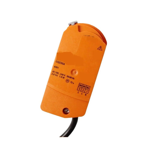 No Fuss Heavy Duty Rotary Valve Actuator For Ventilation Systems AC Powered orange actuator with wiring connections view.