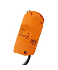 Heavy Duty Rotary Actuator For Commercial Ventilation Valves Hooks Straight Up Into AC 100 To 240 Volt Circuits with orange casing.