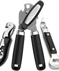 3 Piece Can Opener Bottle Opener and Wine Opener Set With Smooth Edge Manual Opener Magnetic Tip Heavy Duty Stainless Steel