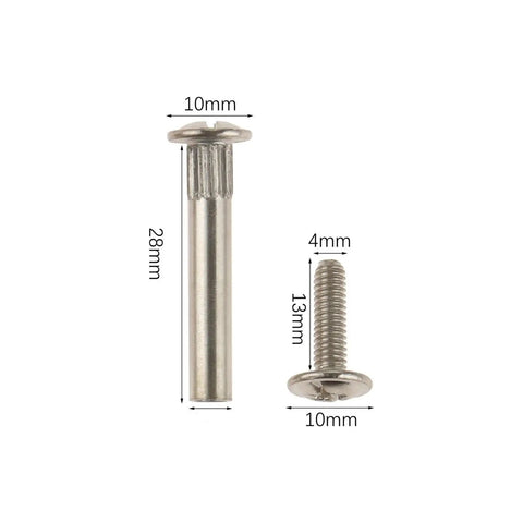 Close-up of M5 screw and nut from 10 Piece M5 Screw And Nut Kit With Male Female Snap Rivets For Cabinets And Furniture Assembly.