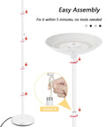 Assembly illustration for Antique Silver Torchiere Floor Lamp With 24W LED, 3000K Dimmable Brightness, Rotary Switch, 70 Inch Tall.