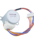Top Notch 24BYJ48 DC Stepper Motor 12V Four Phase Gear Reduction Unit, featuring colorful wiring and compact design for robotics.