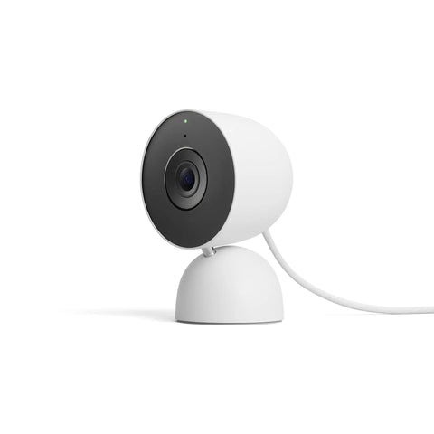 Nest Cam Indoor Wired 3rd Gen Security Camera With Crisp 2K HDR Video And Gemini AI, side view, Snow finish