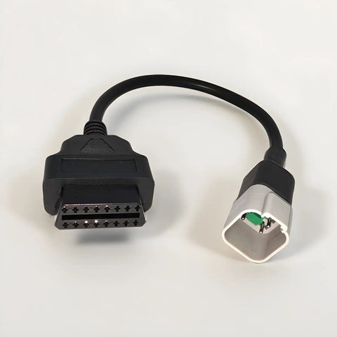 6 Pin To 16 Pin OBD2 Diagnostic Adapter Cable For Motorcycles And Off Road Vehicles With 6 Pin Port, black and silver connectors