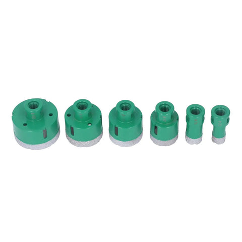 Grab This Pro FTVOGUE Hole Saw Set M14 Drill Bit Kit For Glass And Tile With A Tough Coating For Smooth, Clean Cuts On Marble And Stone Tiles Perfect For Fast Repairs And DIY Home Projects That Need Serious Grit. Six green M14 threaded diamond hole saw bits for glass and tile