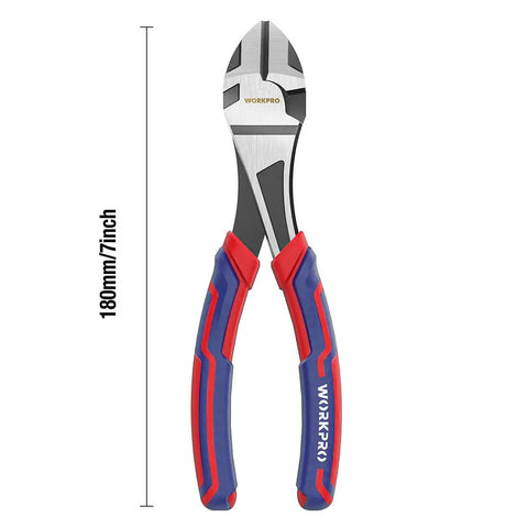 7-Inch Diagonal Pliers in CR-V Steel with Heat-Treated 50CrV Jaws, Rust-Resistant Black Finish, Sharp Wire Cutting, Bi-Material Grip