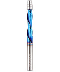 Downcut Spiral Flush Trim Router Bit Pro Grade One Quarter Inch Shank Solid Carbide Nano Coated with top bearing and dual ball bearings