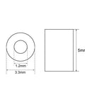 Aluminum Wire Rope Stop Sleeves For 3/64 Inch Cord 100 Pack Fast Crimp Hardware dimensions 3.3x5mm illustration.