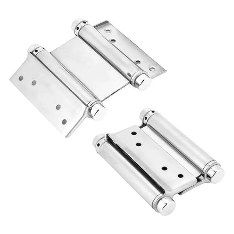 Built Tough Double Action Spring Hinges 6 Inch Polished Stainless Steel Self Closing With Adjustable Tension Ultra Heavy Duty Hardware For Swing Doors Pack Of 2