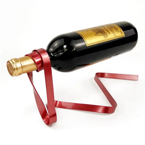 Rustic Iron Wine Bottle Holder Rack With Ribbon Accents For Cabinet And Table Display Dope Stable Shelving Bracket That Keeps Bottles Neat