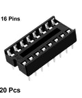 Go-To Dual Row 16 Pin DIP IC Socket Adaptor Set 2.54mm Pitch Solder Type for Reusable IC Carrier, 7.6mm Row Pitch, 20 Pieces