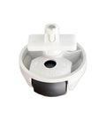 Close-up of Q7 front omni-directional caster wheel for Roborock vacuum cleaners; white housing with black wheel