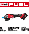 Badass Variable Speed Angle Grinder Kit Featuring A Brushless Motor And Anti Vibration Handle To Power Through Grinding And Cutting Jobs Without Breaking A Sweat, showing a red and silver cordless angle grinder.