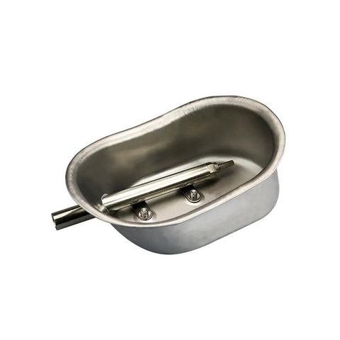 Heavy Duty Stainless Steel Pig Waterer Bowl With Nipple Feeder For Hog Sows Swine And Piglets Rustproof Farm Livestock Cup angled view