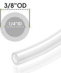 Rugged White Nylon Air Brake Hose Tube Quarter Inch Bore Three Eighths Wall dimensions 3/8" OD 1/4" ID for pneumatic use.