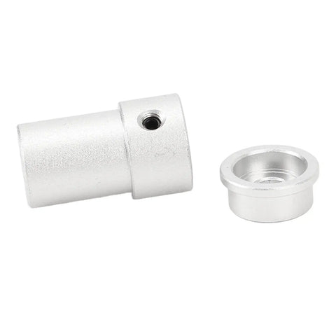4mm Mounting Hub Universal Aluminum Alloy Motor Shaft Coupling for Robot Wheels showing parts in silver color