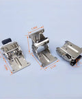 No Sweat Heavy Duty Foldable Support Brackets With Self Locking Hinges For DIY Workbenches And Furniture Legs Black Corner Braces view with measurements.